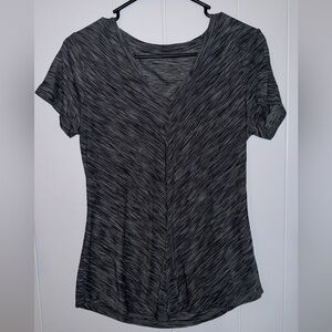 Size medium women’s V-neck workout T-shirt gray and black dry fit